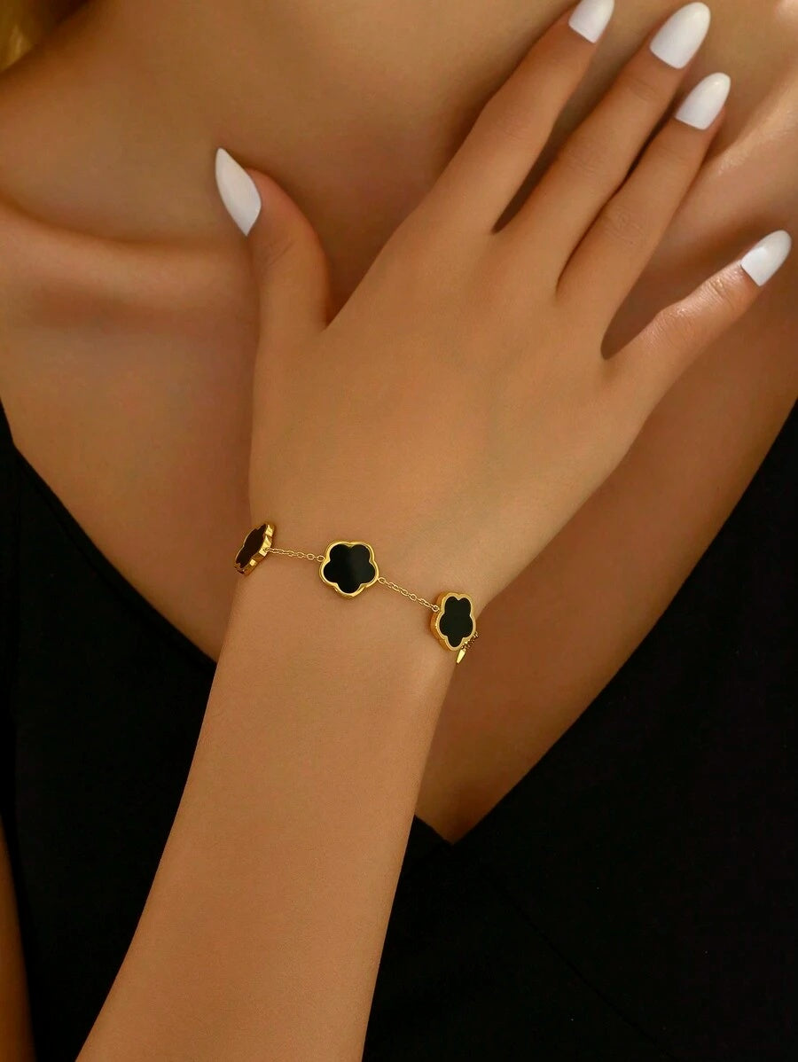 Set Cercei, Colier si Bratara placat cu Aur 18K VanLuxy - Negru