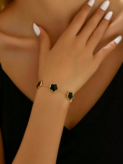 Set Cercei, Colier si Bratara placat cu Aur 18K VanLuxy - Negru