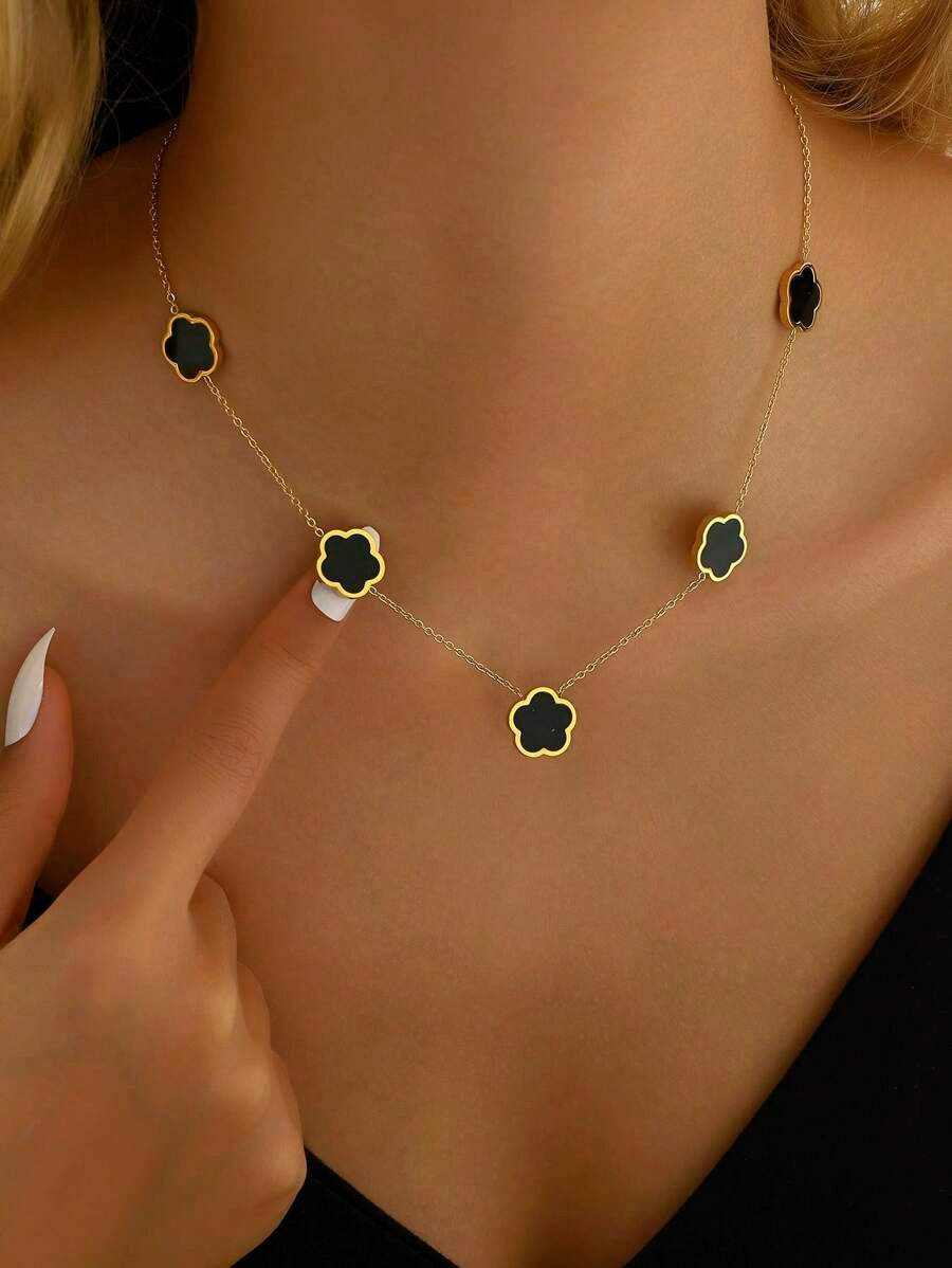 Set Cercei, Colier si Bratara placat cu Aur 18K VanLuxy - Negru
